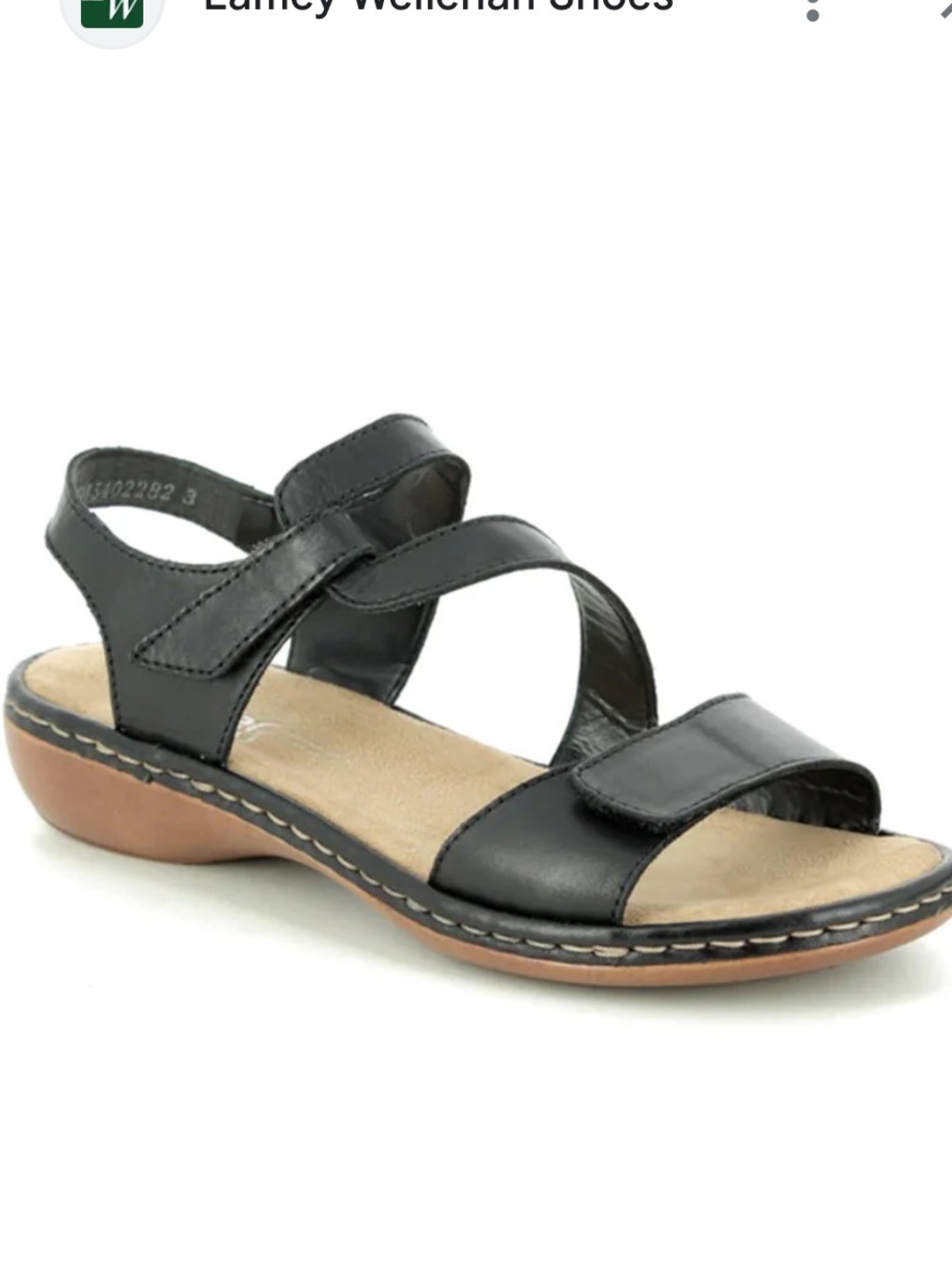 Rieker Black Leather-Look Adjustable Strap Sandals Women’s Size 39